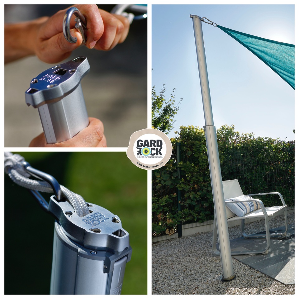 TELESCOPIC SHADE SAIL POST GARD&ROCK's telescopic aluminum posts allow you to mount shade sails easily anywhere in your garden. 